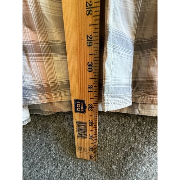 Carhartt Mens Plaid Short Sleeve Button-Up Shirt 2XL Relaxed Fit Beige & Blue - Picture 9 of 11